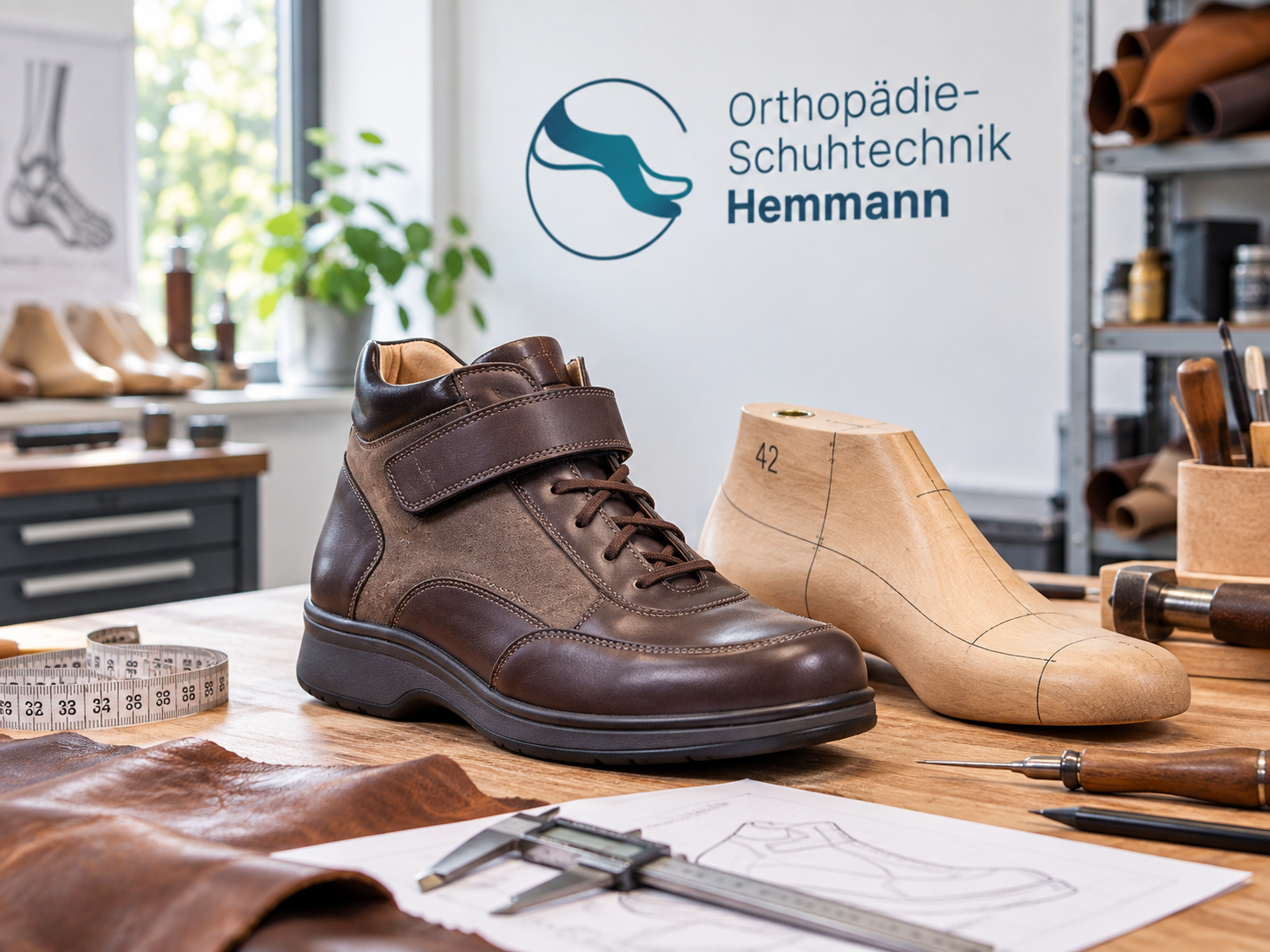 Orthopädischer Maßschuh in handwerklicher Fertigung in der Werkstatt von Orthopädie-Schuhtechnik Hemmann